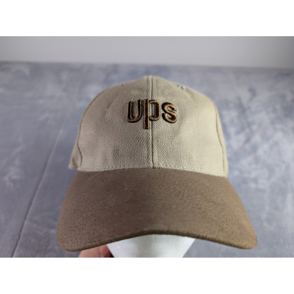 Vintage UPS Headmost Hat Tan Brown Pig Suede Brim Adjustable Strap Cap